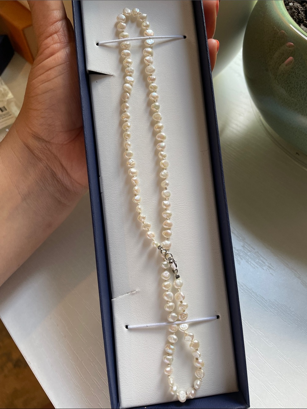 Classic White Freshwater Pearl Necklace and necklace